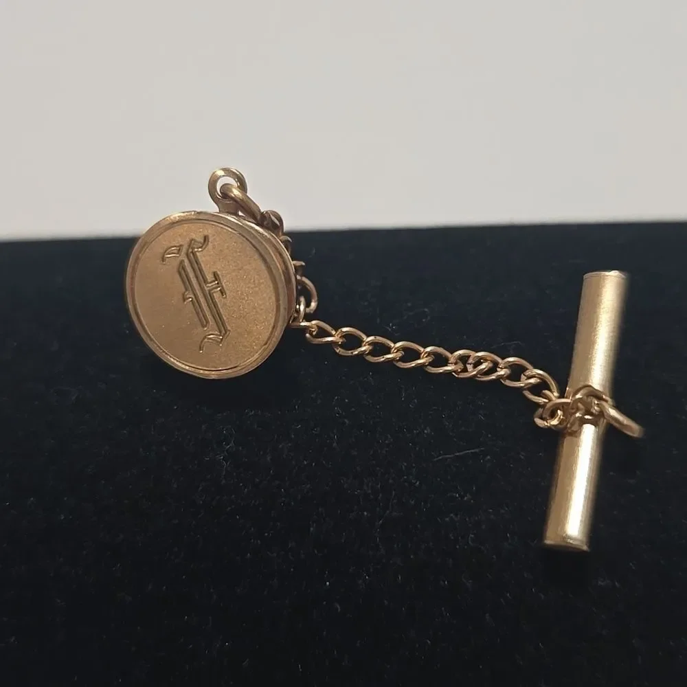 14k Gold Tie Tack with Monogram F